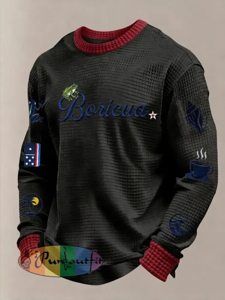 Men’s Puerto Rico Printed Waffle Long Sleeve Sweatshirt