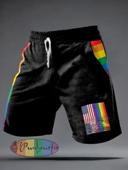 men’s pride rainbow month shorts