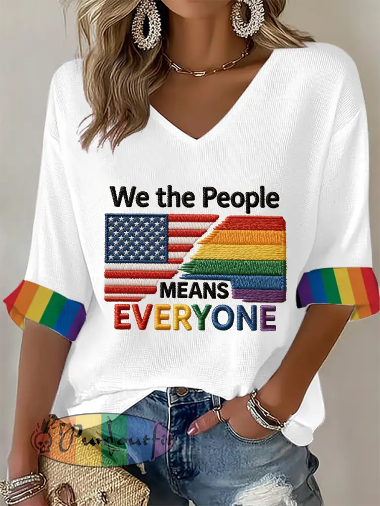 Women’s ’We The People Means Everyone’ Printed Waffle T-shirt