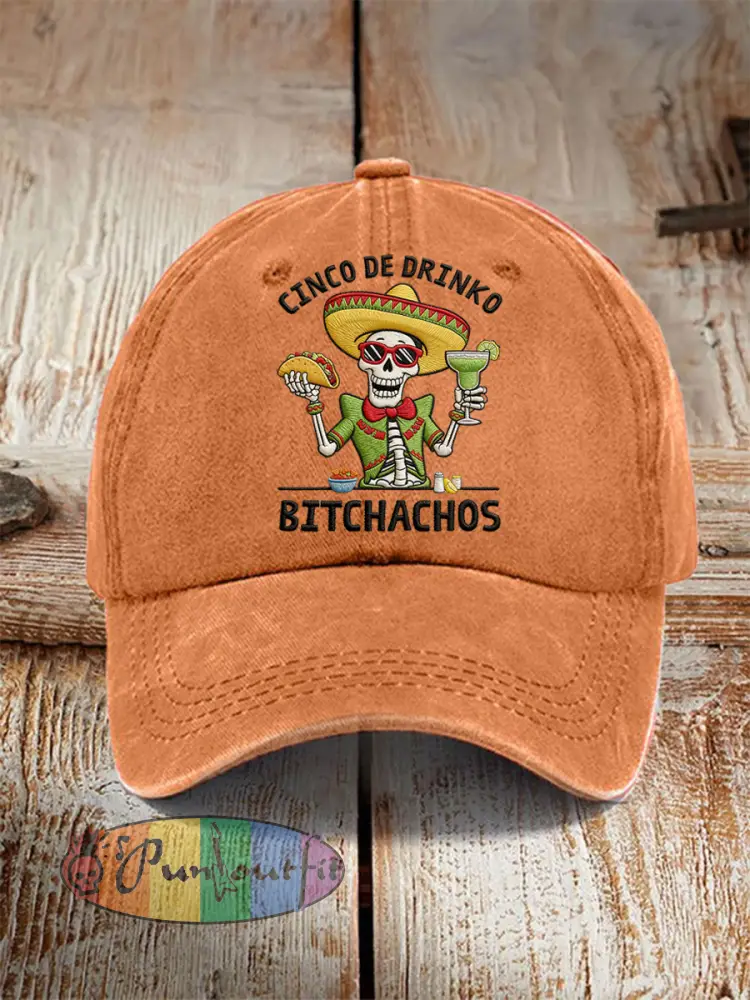 Unisex Funny Cinco De Mayo Bitchachos Skull Print Hat