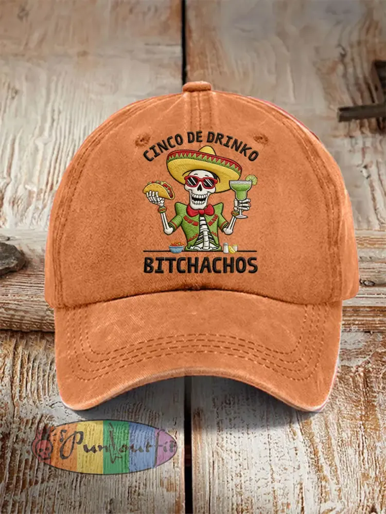 Unisex Funny Cinco De Mayo Bitchachos Skull Print Hat