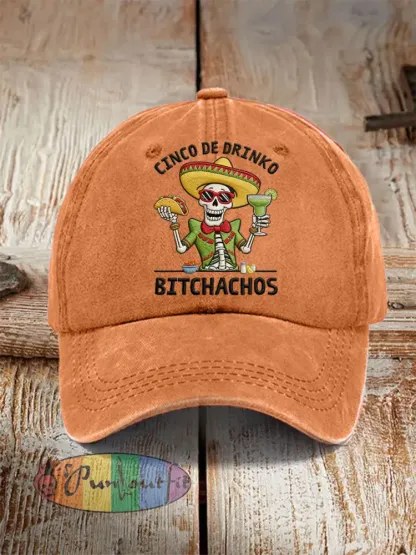 Unisex Funny Cinco De Mayo Bitchachos Skull Print Hat