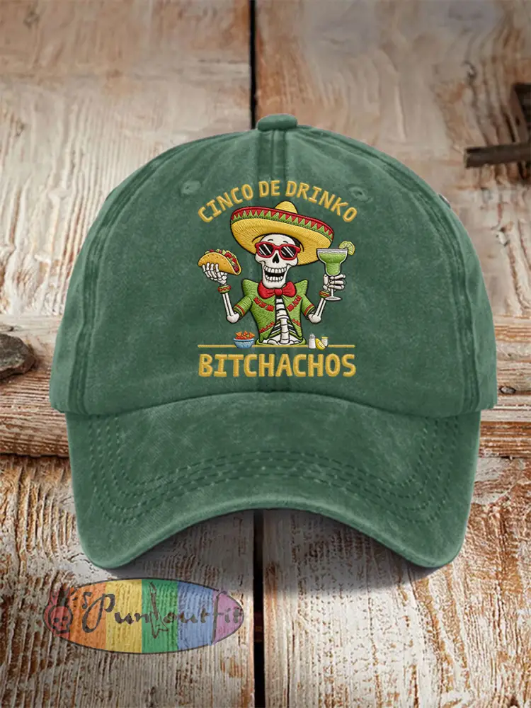 Unisex Funny Cinco De Mayo Bitchachos Skull Print Hat