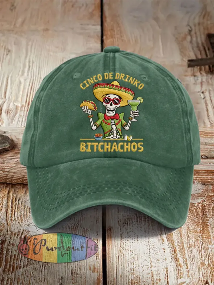 Unisex Funny Cinco De Mayo Bitchachos Skull Print Hat