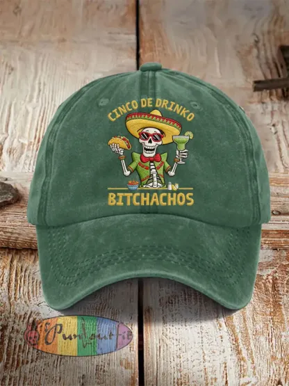 Unisex Funny Cinco De Mayo Bitchachos Skull Print Hat