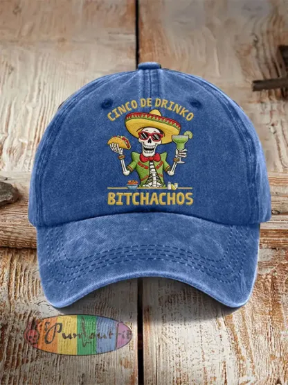 Unisex Funny Cinco De Mayo Bitchachos Skull Print Hat