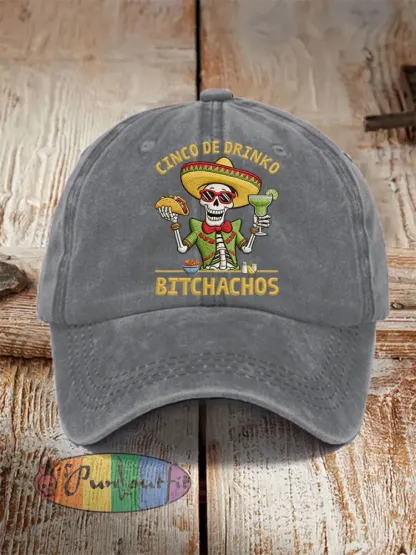 Unisex Funny Cinco De Mayo Bitchachos Skull Print Hat