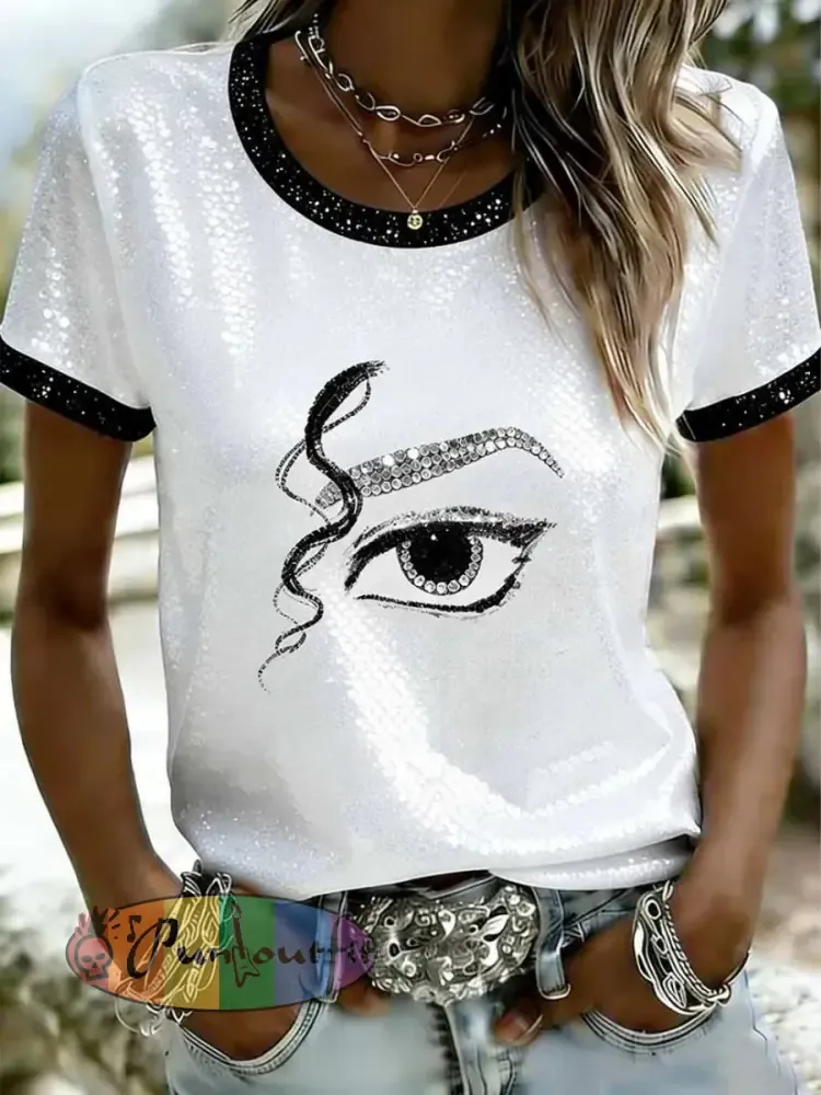 Women’s Pop Music Character Short-sleeved T-shirt