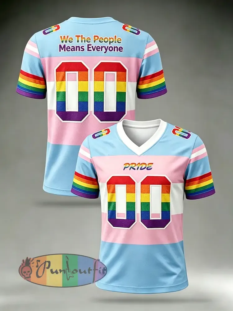Men’s Pride Month ’We The People Means Everyone’ Printed V-neck Short Sleeve T-shirt
