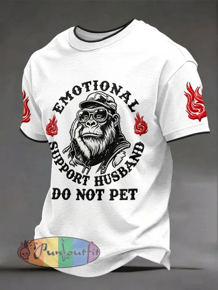 Men’s ’Emotional Support Husband Do Not Pet’ Monkey T-shirts