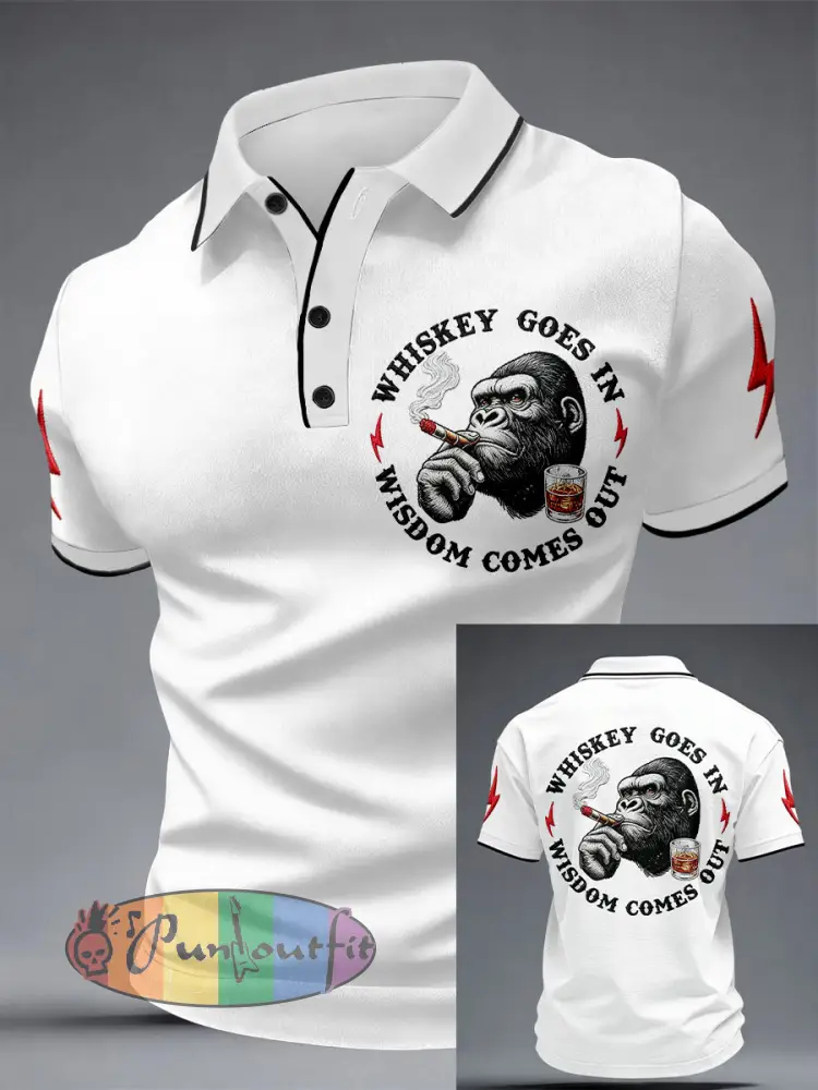 Men’s ’Whiskey Goes In Wisdom Comes Out’ Monkey Tops