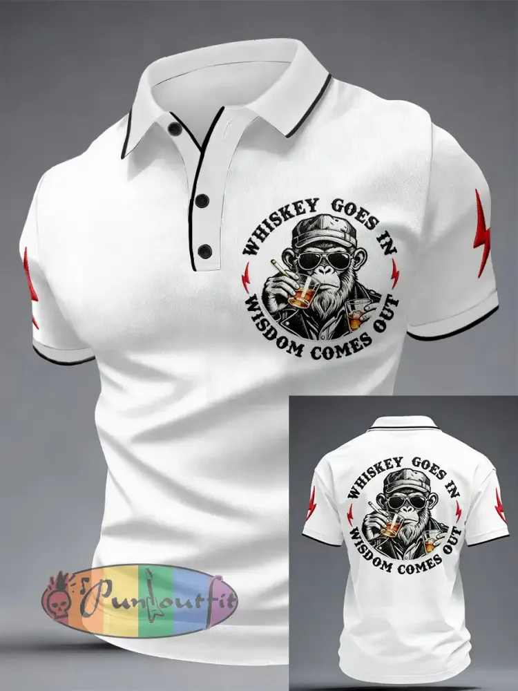 Men’s ’Whiskey Goes In Wisdom Comes Out’ Monkey Tops