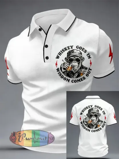 Men’s ’Whiskey Goes In Wisdom Comes Out’ Monkey Tops