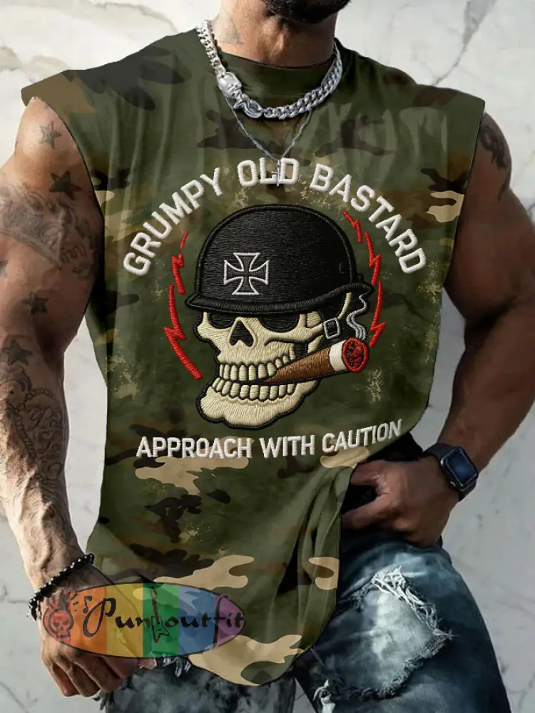 Men’s ’grumpy old bastard approach with caution’ vests