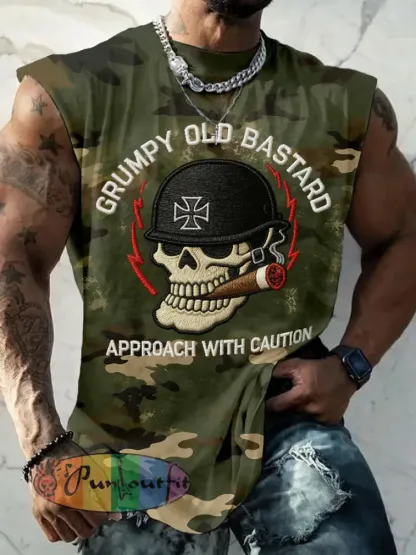 Men’s ’grumpy old bastard approach with caution’ vests