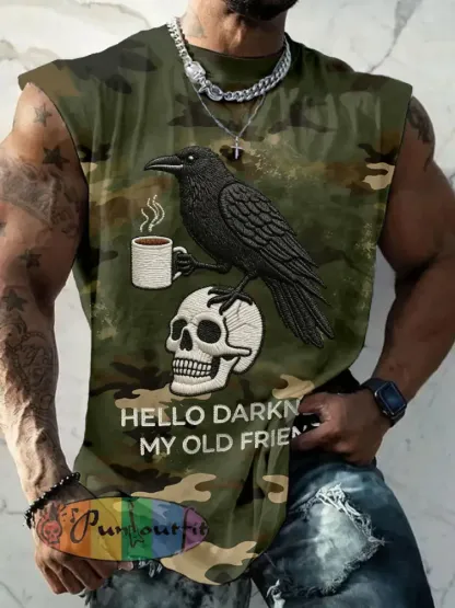 Men’s ’hello darkness my old friend’ vests