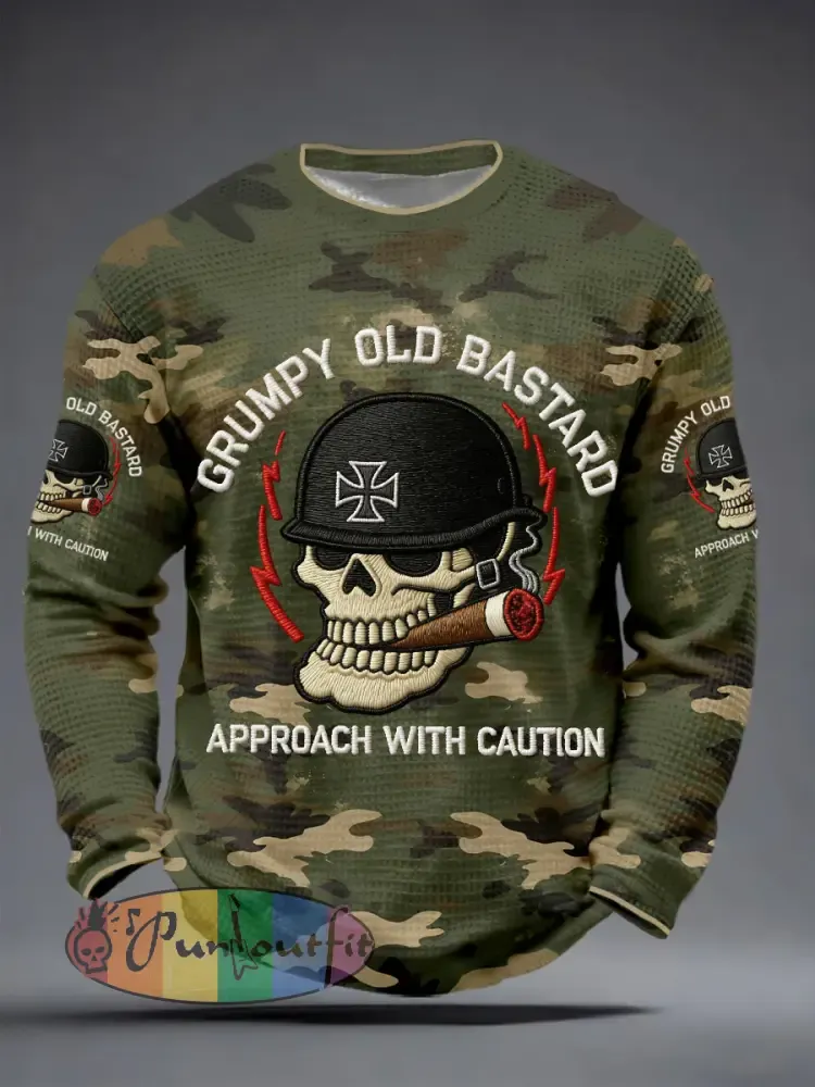 Men’s ’grumpy old bastard approach with caution’ waffle T-shirts