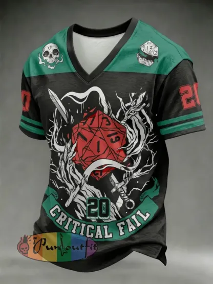 Men’s Dark Style Skull Print V-neck T-shirt