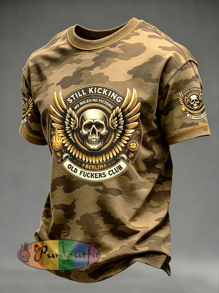 Old Fuckers Club Printed Vintage Fashion Loose Short Sleeve T-Shirt