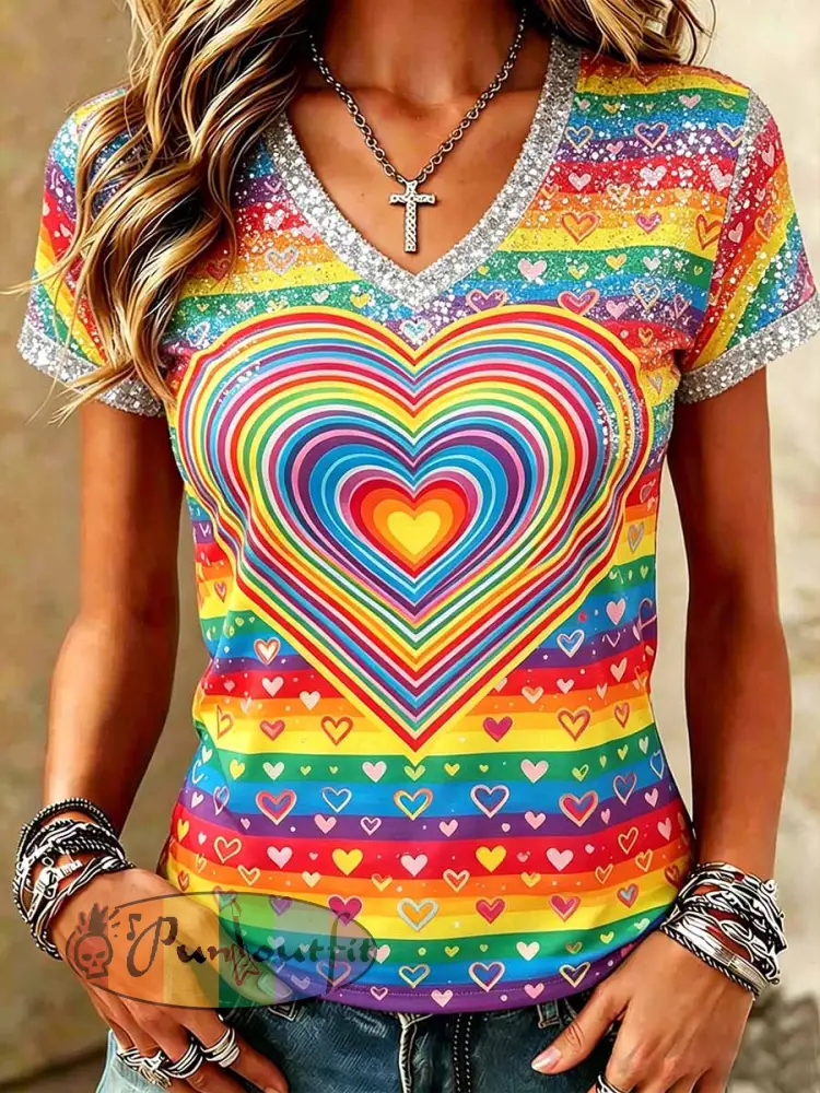 Women’s Rainbow Pride Art Print Casual T-Shirt