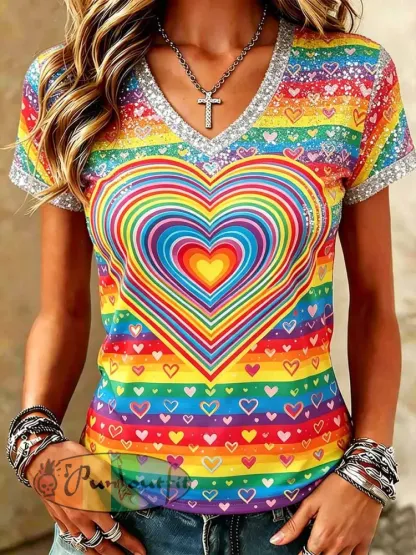 Women’s Rainbow Pride Art Print Casual T-Shirt