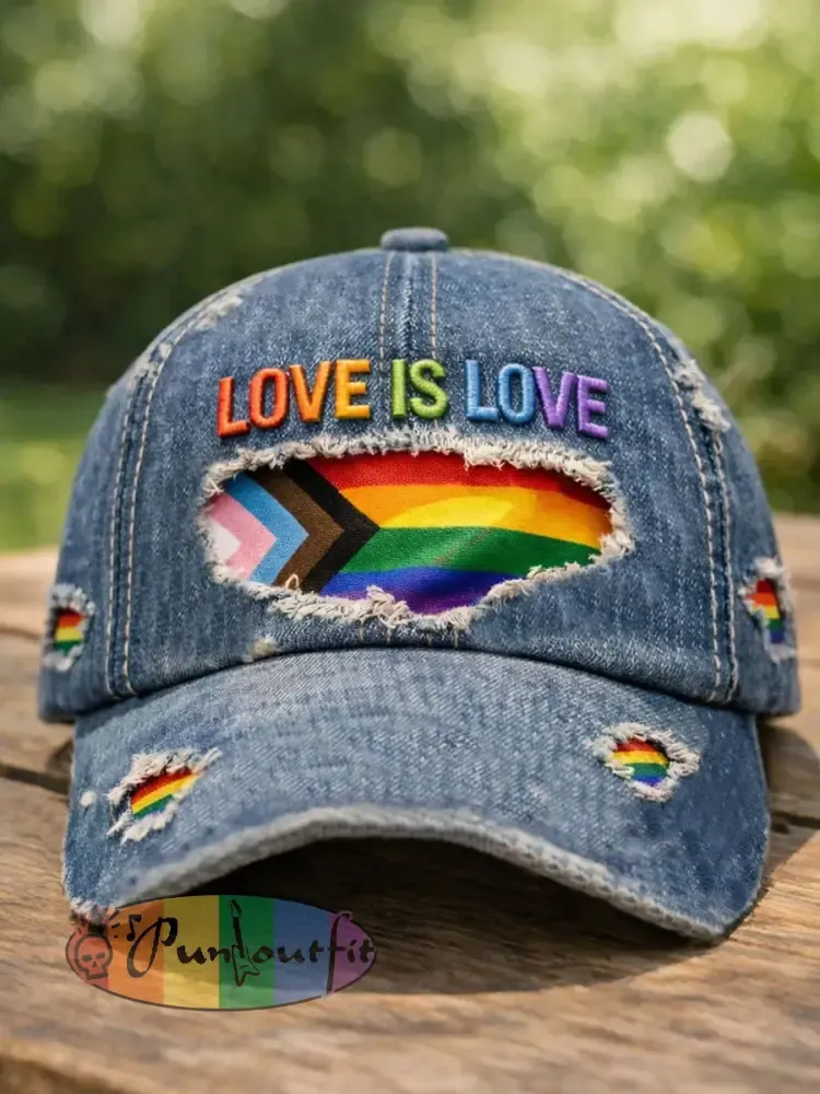 Unisex Pride Month LGBT Art ’LOVE IS LOVE’ Print Hat - As picture · ONE