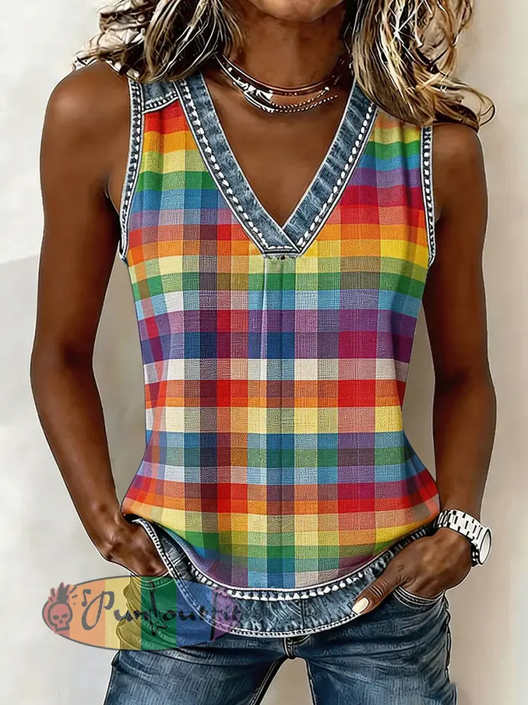 Women’s Rainbow Print Casual Vest