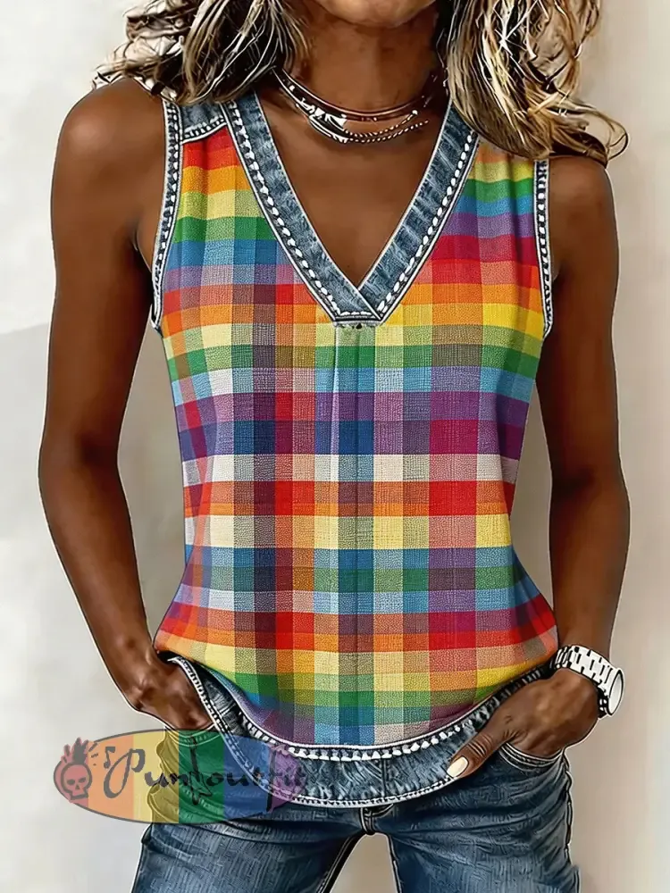 Women’s Rainbow Print Casual Vest