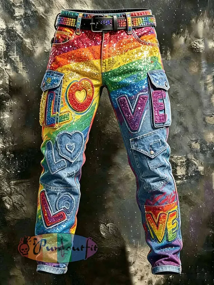 Men’s Pride Month Rainbow Art Style Work Pants