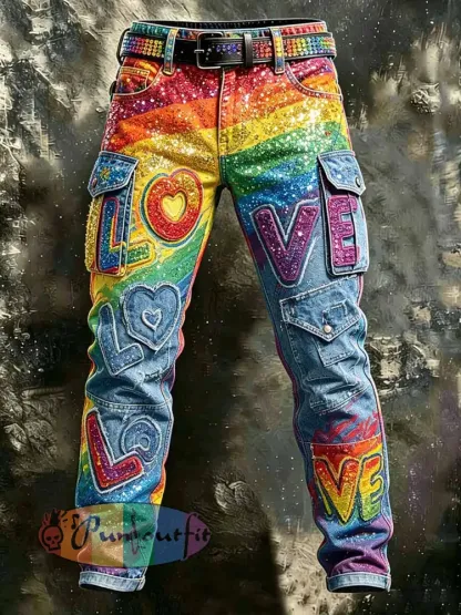 Men’s Pride Month Rainbow Art Style Work Pants