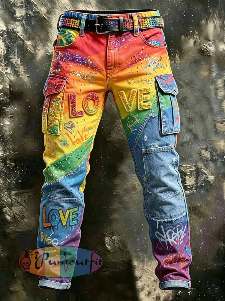 Men’s Pride Month Rainbow Art Style Work Pants