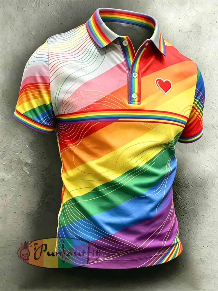 Men’s Pride Month Rainbow Art Style Polo Shirt