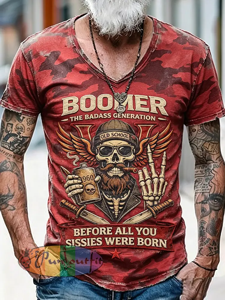 Old Fuckers Club Printed Vintage Fashion Loose Short Sleeve T-Shirt