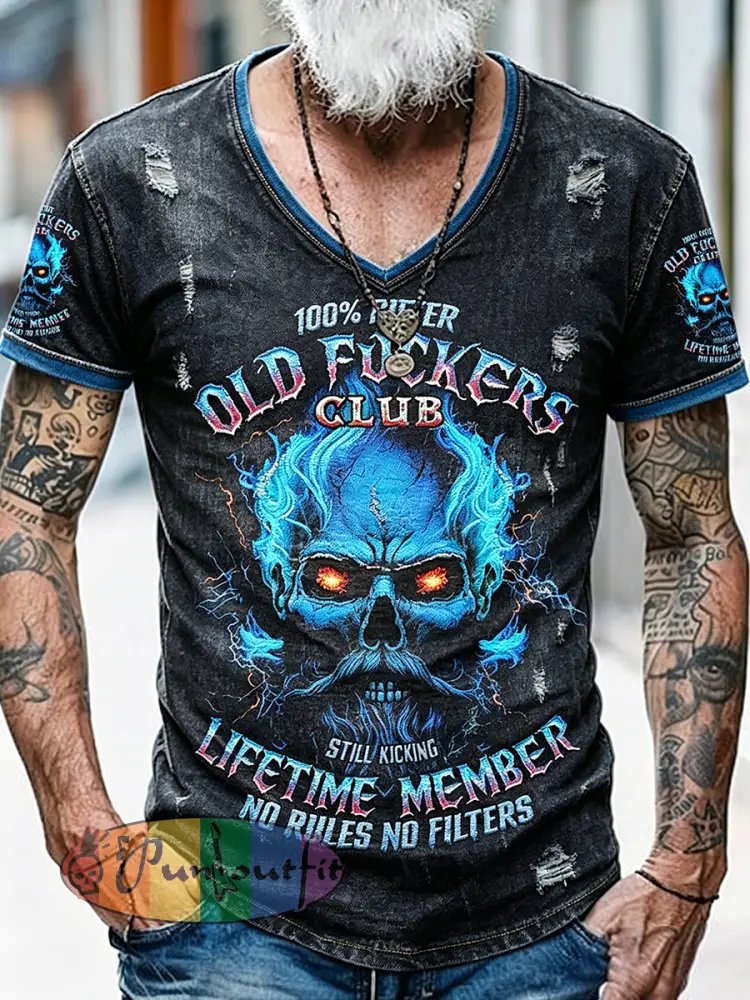 Old Fuckers Club Printed Vintage Fashion Loose Short Sleeve T-Shirt