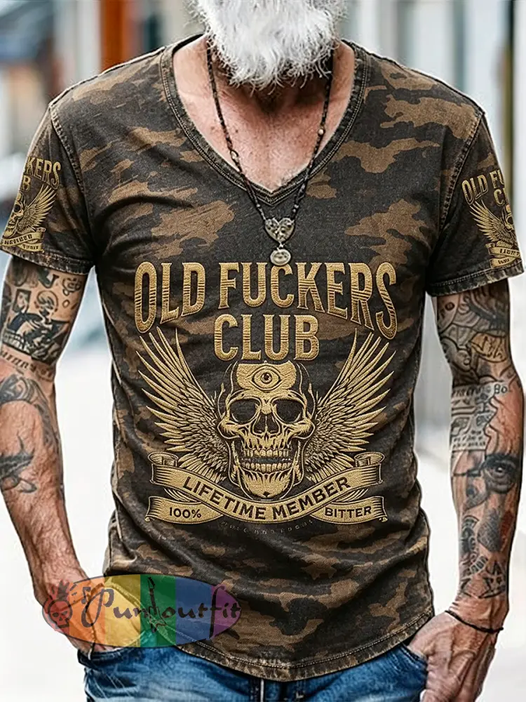 Old Fuckers Club Printed Vintage Fashion Loose Short Sleeve T-Shirt