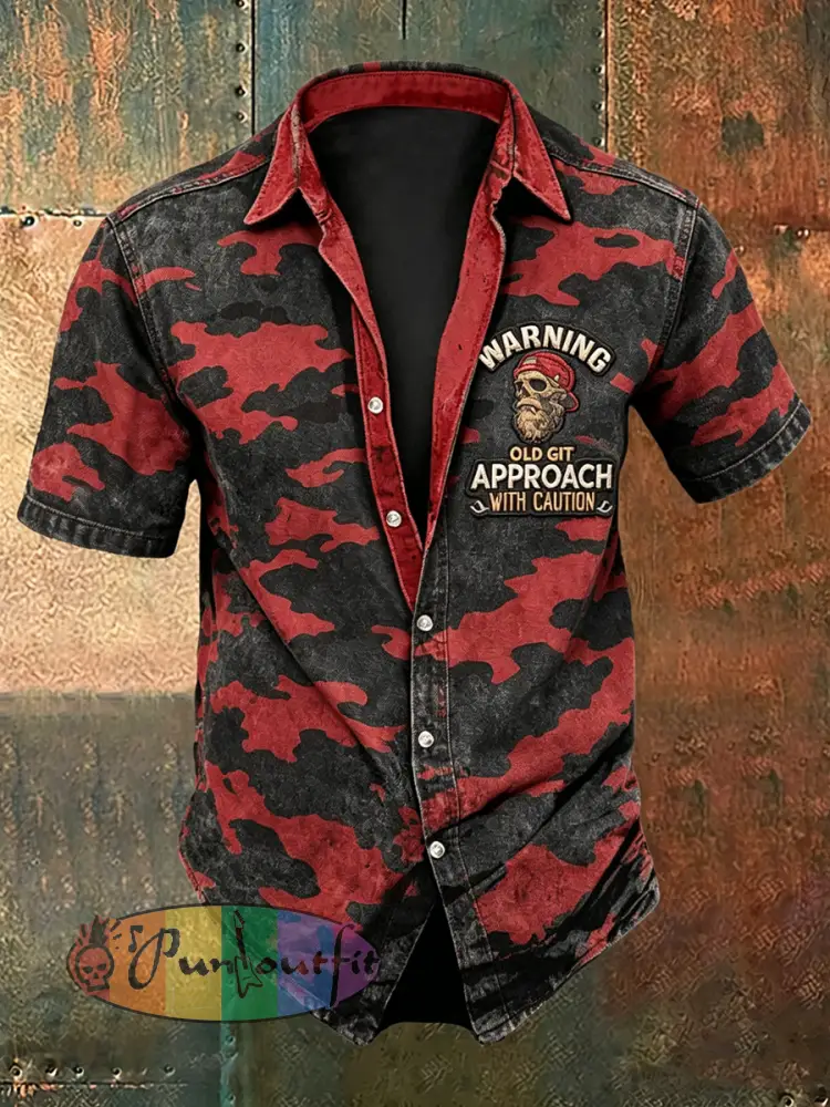 Men’s Old Fuckers Club Print Casual Short Sleeved Shirt