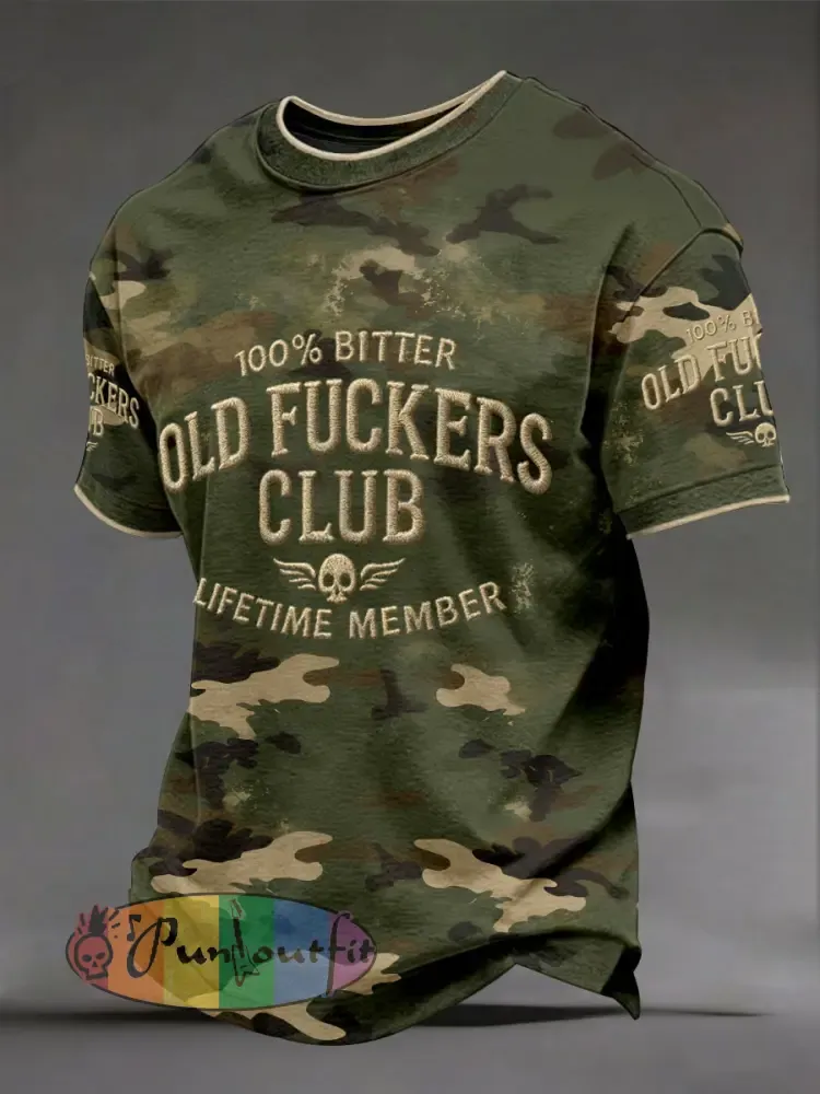 Men’s ’100% Bitter Old Fuckers Club’ Camouflage T-Shirts