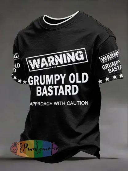 Men’s ’warning grumpy old bastard approach with caution’ T-shirts