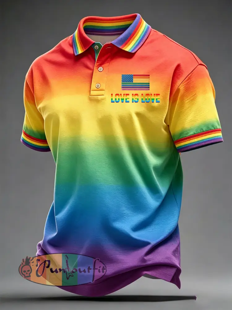 Men’s Pride Month Love Is Love Print Casual Top