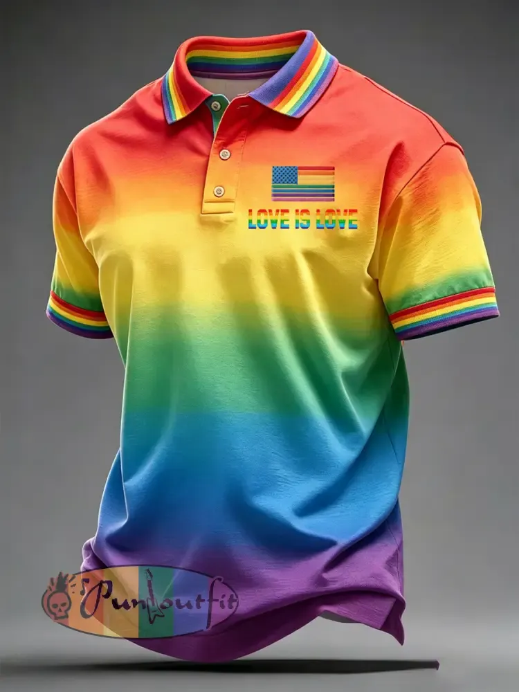 Men’s Pride Month Love Is Love Print Casual Top