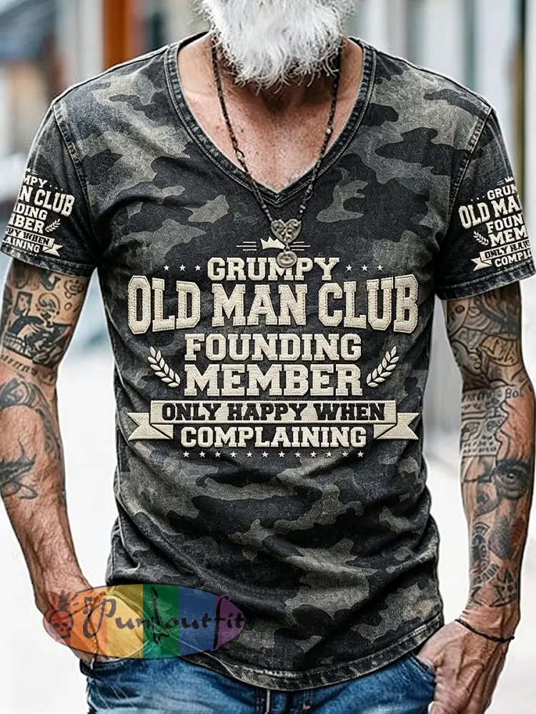 Old Fuckers Club Printed Vintage Fashion Loose Short Sleeve T-Shirt