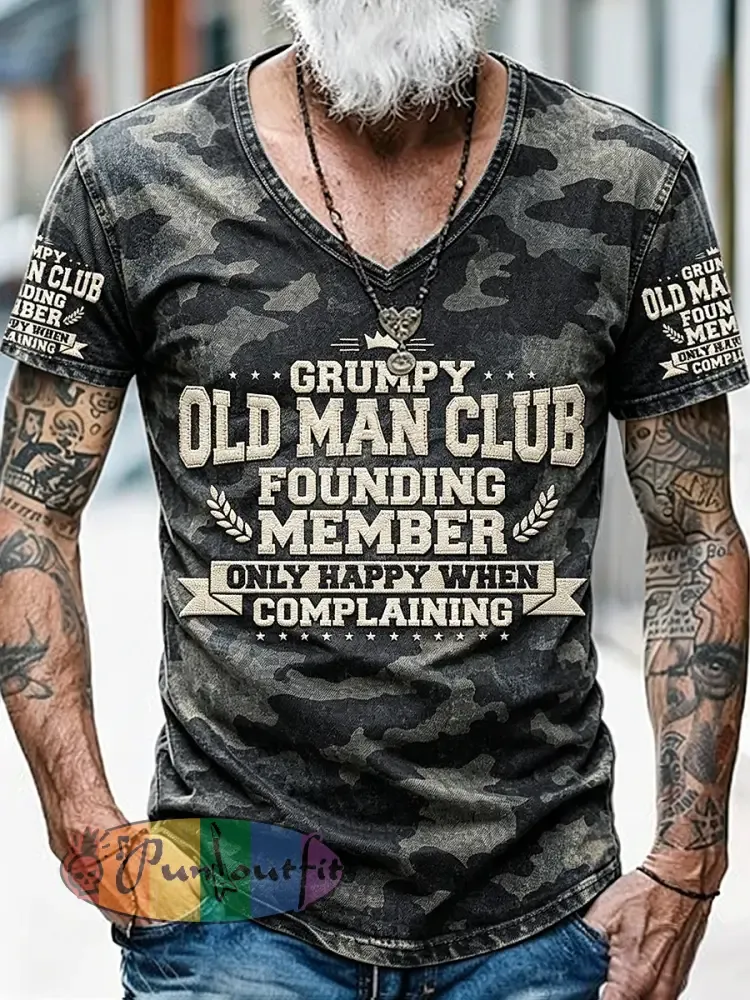 Old Fuckers Club Printed Vintage Fashion Loose Short Sleeve T-Shirt