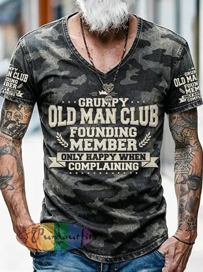 Old Fuckers Club Printed Vintage Fashion Loose Short Sleeve T-Shirt