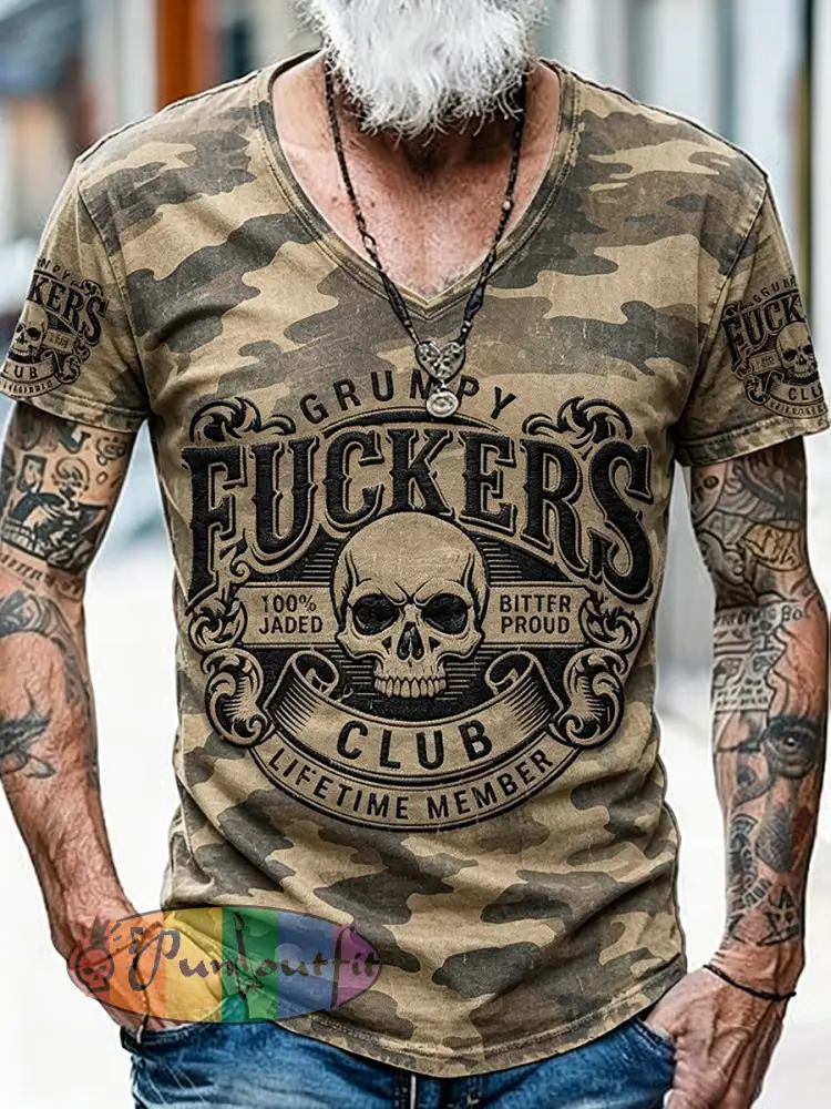 Old Fuckers Club Printed Vintage Fashion Loose Short Sleeve T-Shirt