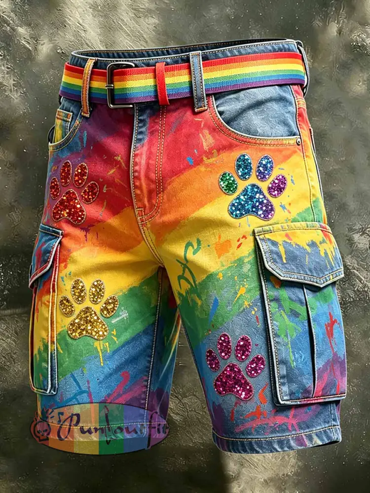 Men’s Rainbow Dog Paw Shorts