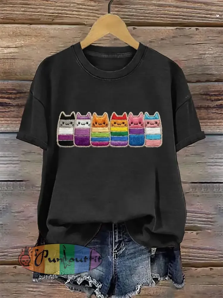 Women’s Pride Month Cat Print T-shirt