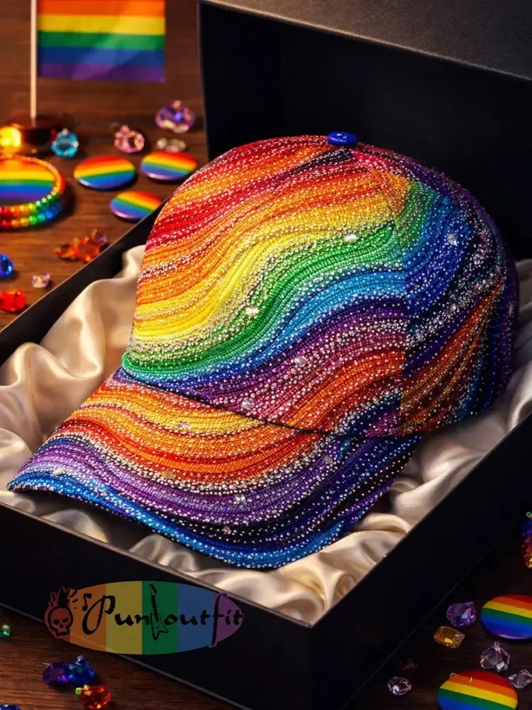 Unisex Pride Month Rainbow Print Hat - Mixed Color · ONE
