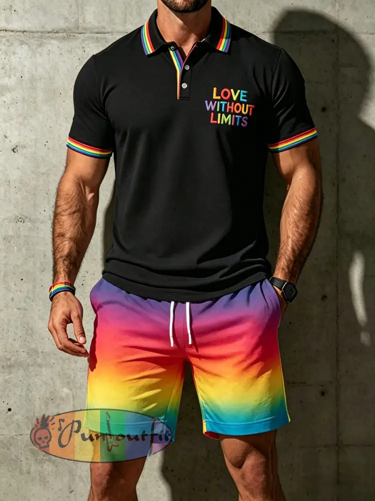 Men’s Rainbow Pride LGBTQ Art Print Polo Set