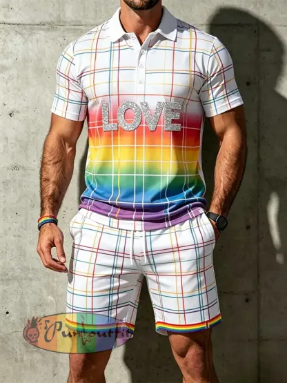 Men’s Rainbow Pride LGBTQ Art Print Polo Set