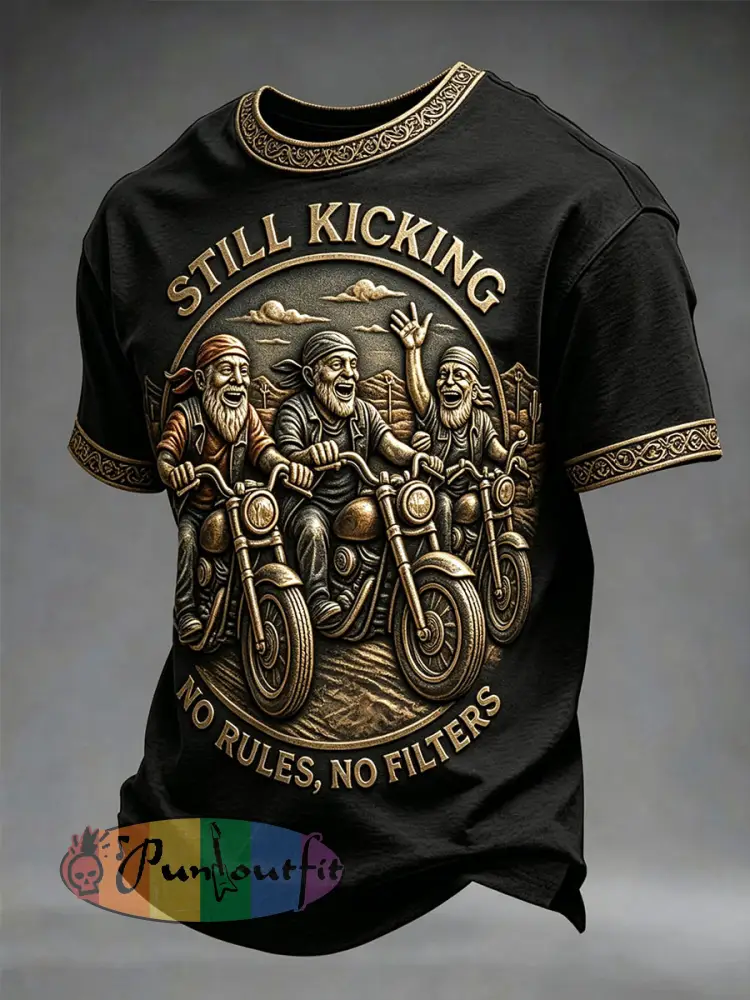 Men’s clothing ’still kicking no rules no filters’ T-shirts